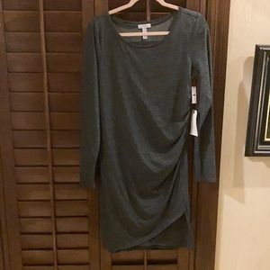 Heathered gray side ruched dress
